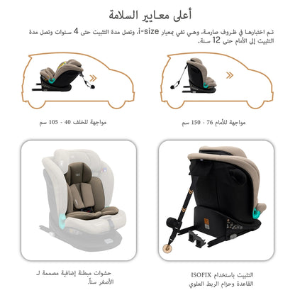 نيوبريز آي جوارديا 360-ديجري آيسوفيكس آيسايز كار سيت ألين1 (بيج)