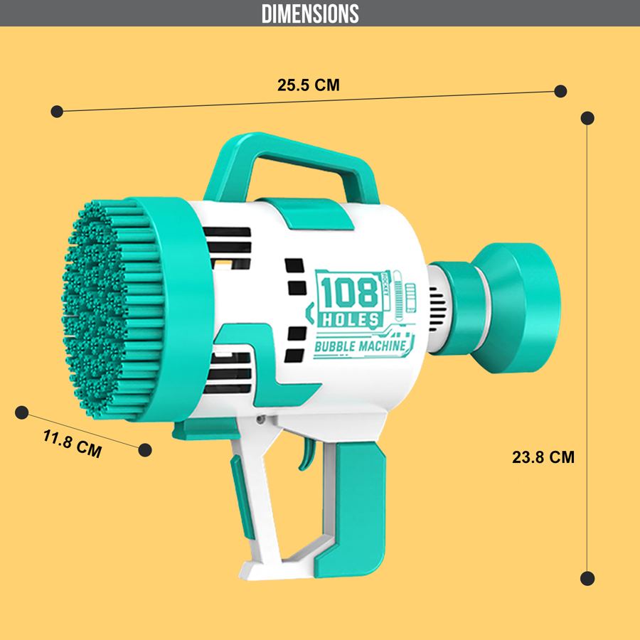 Little Story 108 Holes Bubble Machine Gun w/ Light (Cyan)