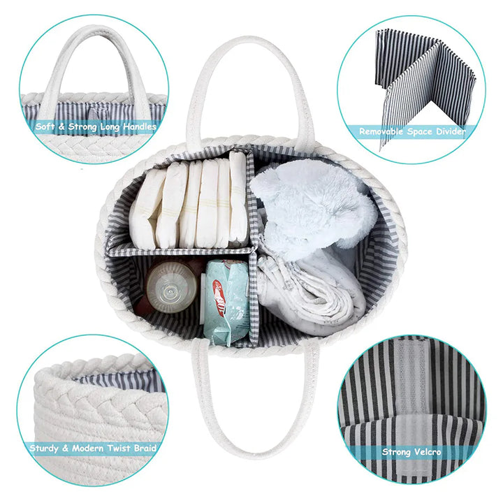 Little Story Cotton Rope Diaper Caddy (Ivory)