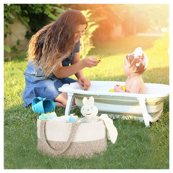 Little Story Cotton Rope Diaper Caddy (Ivory)