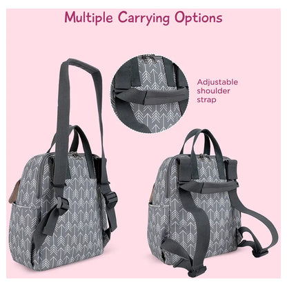 Little Story set of 3 Diaper Backpack with Changing Mat and Bottle Bag (Arrow Grey)