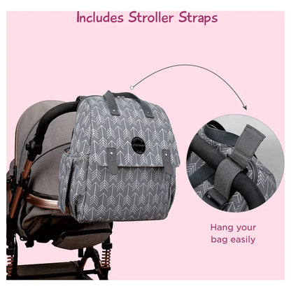 Little Story set of 3 Diaper Backpack with Changing Mat and Bottle Bag (Arrow Grey)