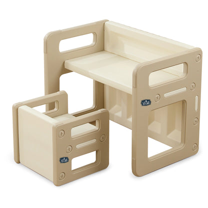 Little Story Kids Study Table with Chair (Beige)