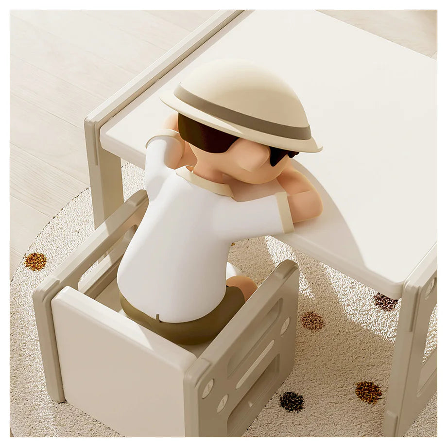 Little Story Kids Study Table with Chair (Beige)