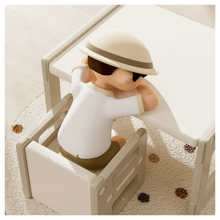 Little Story Kids Study Table with Chair (Beige)