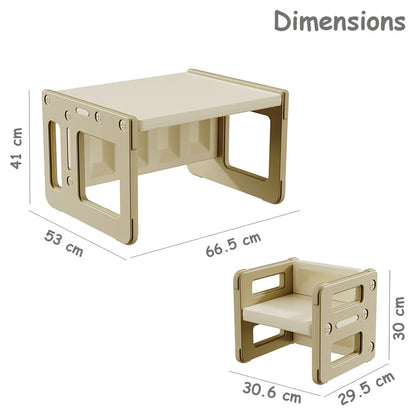 Little Story Kids Study Table with Chair (Beige)
