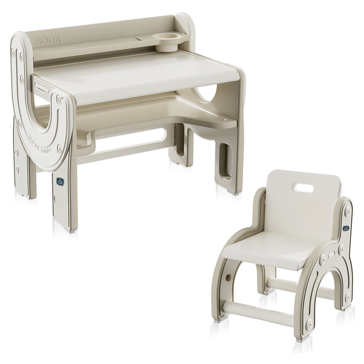 Little Story Kids Drawing & Study Table with Chair (Beige)