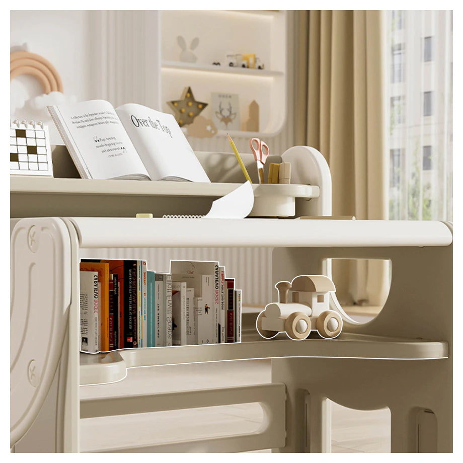 Little Story Kids Drawing & Study Table with Chair (Beige)