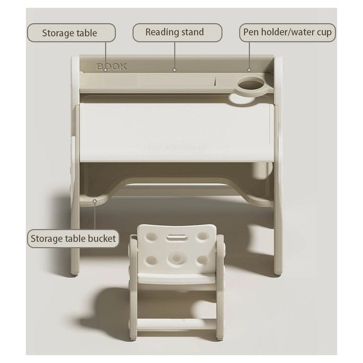 Little Story Kids Drawing & Study Table with Chair (Beige)