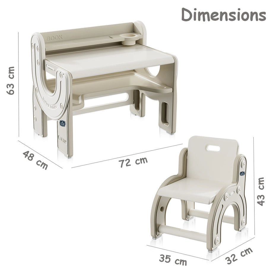 Little Story Kids Drawing & Study Table with Chair (Beige)