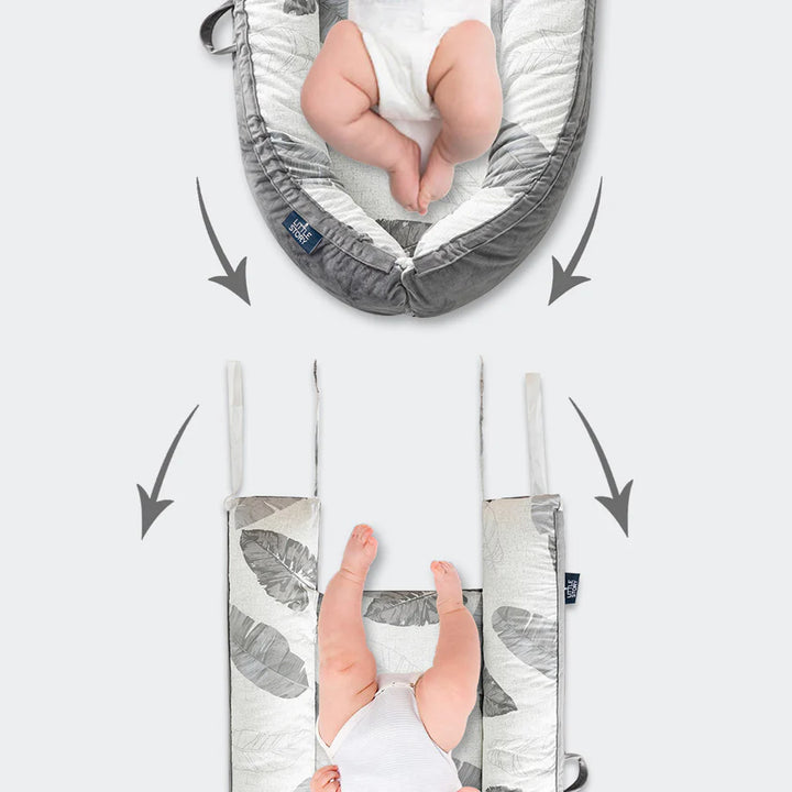 Little Story Soft Breathable Fiberfill Newborn Lounger Bed (Feather Grey)