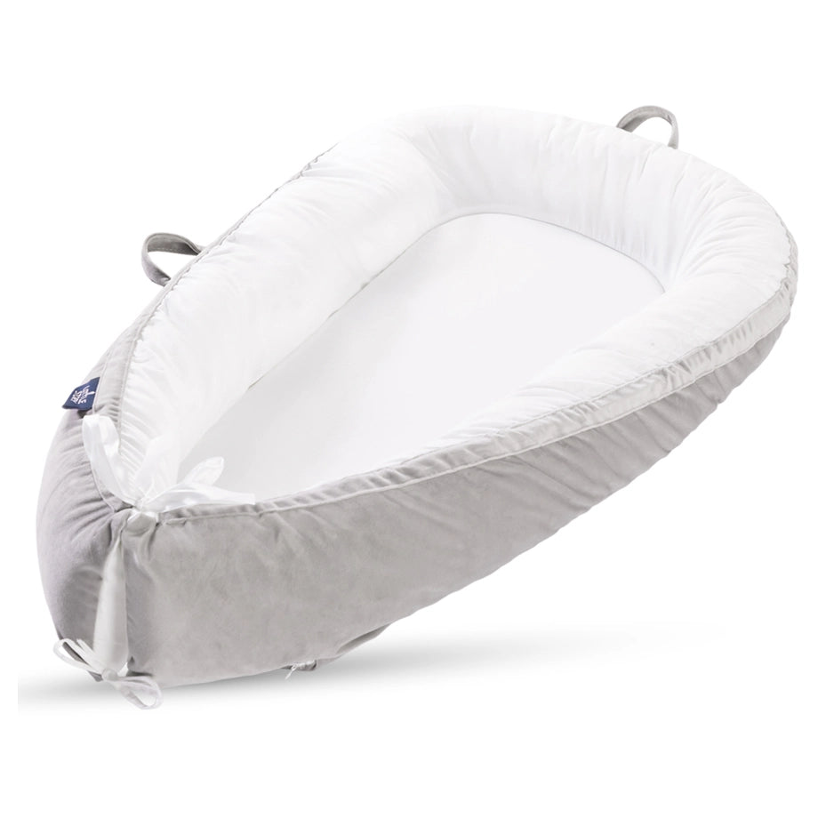 Little Story Soft Breathable Fiberfill Newborn Lounger Bed (Solid Grey)