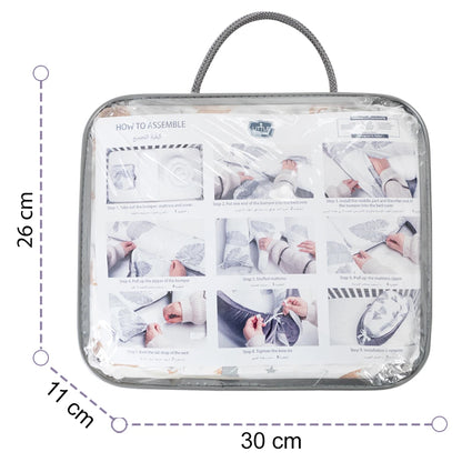 Little Story Soft Breathable Fiberfill Newborn Lounger Bed (Flora White Grey)