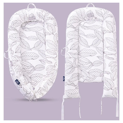 Little Story Soft Breathable Fiberfill Newborn Lounger Bed (Flora White Grey)