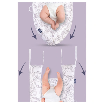 Little Story Soft Breathable Fiberfill Newborn Lounger Bed (Flora White Grey)