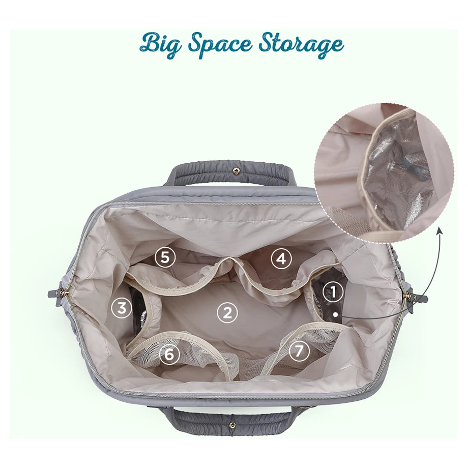Little Story Elva Diaper Bag with Stroller Straps (Grey)