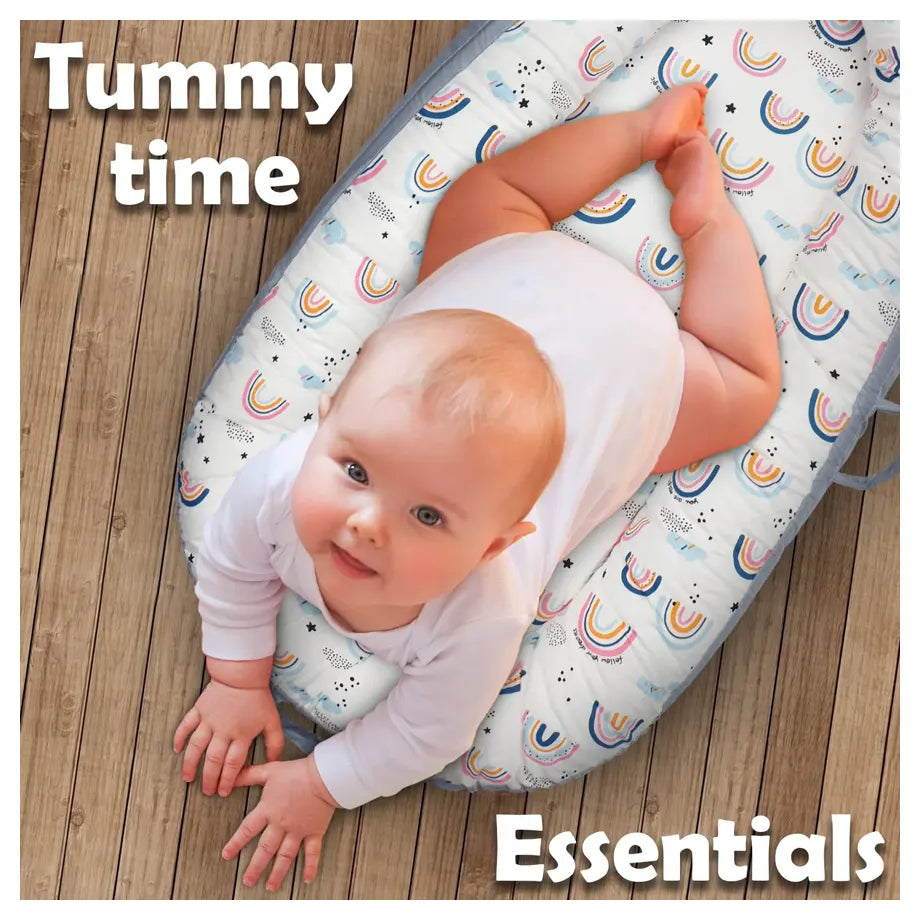 Little Story Soft Breathable Fiberfill Newborn Lounger Bed (Sunshine Grey)