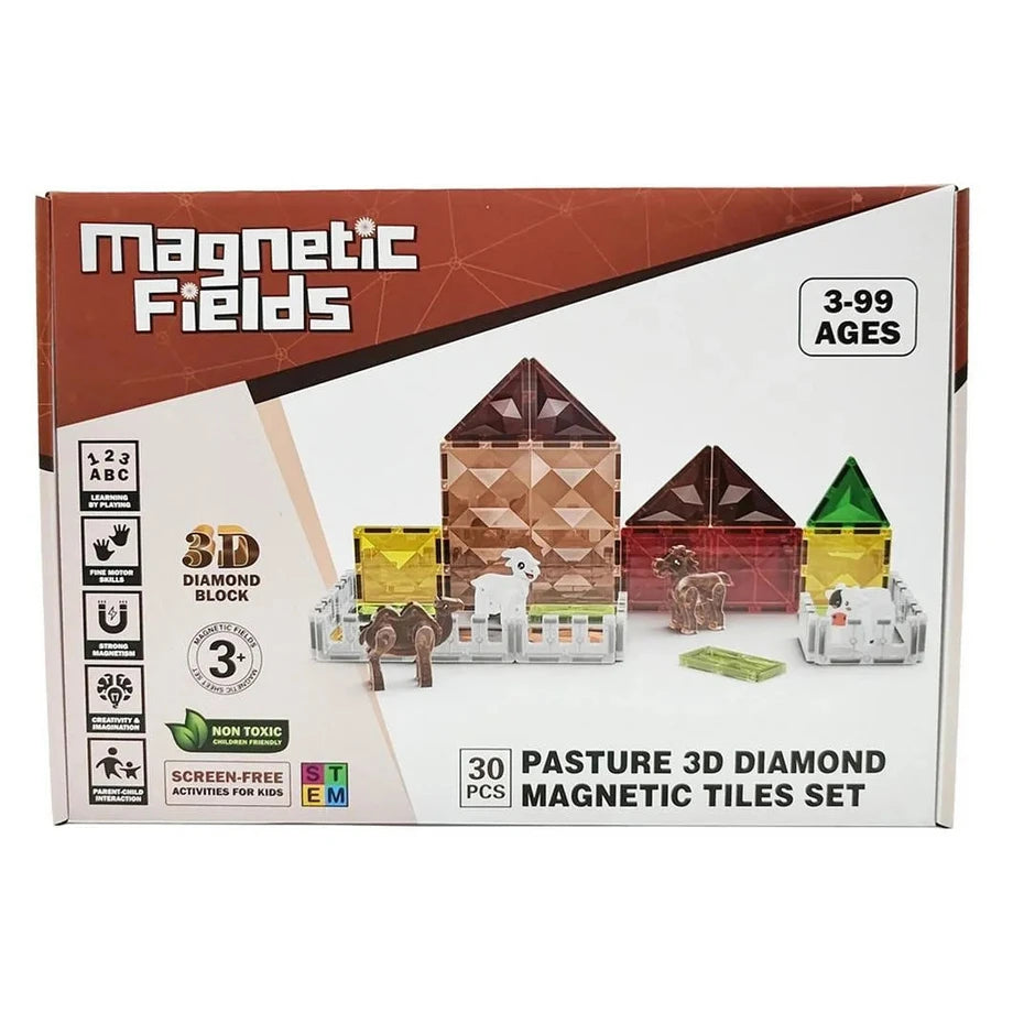 Magnetic Fields Pasture 3D Diamond Magnetic Tiles Set (18 Pieces)
