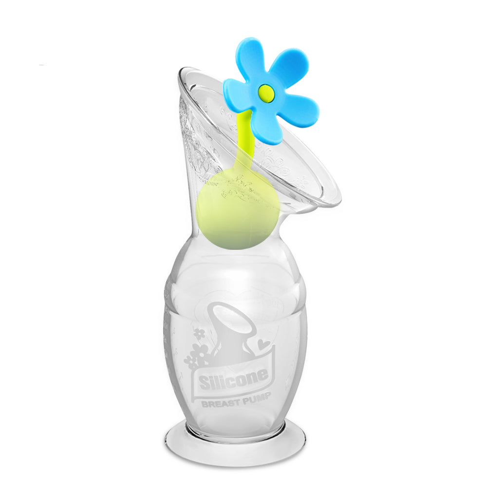 Haakaa - Silicone Breast Pump & Flower Stopper (Blue)