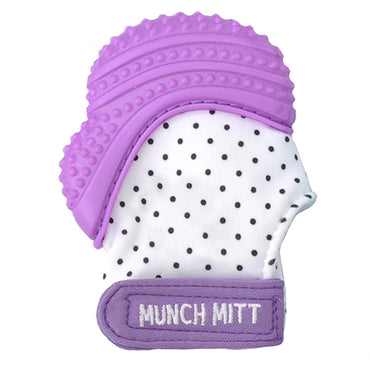 Malarkey Kids Munch Mitt Teething Mitten (Purple Polka Dots)