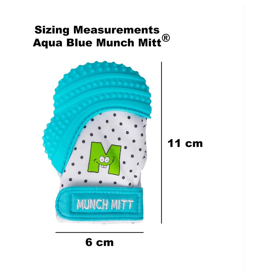 Malarkey Kids Munch Mitt Teething Mitten Aqua (Blue Polka Dots)