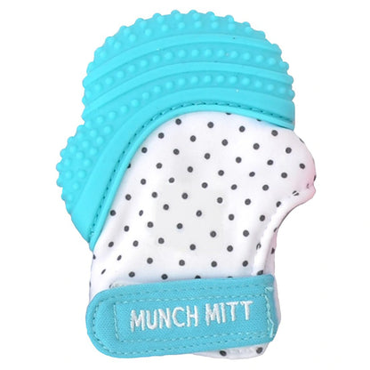 Malarkey Kids Munch Mitt Teething Mitten Aqua (Blue Polka Dots)
