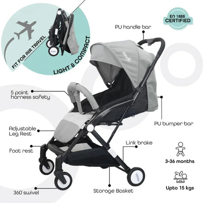 Moon Travel Lite Cabin Stroller (Cool Grey)
