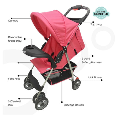 Moon Bezik One Fold Stroller (Pink)