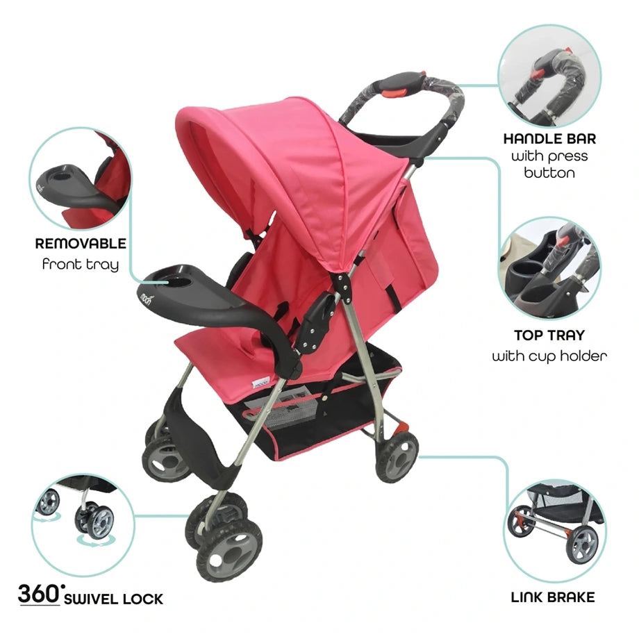 Moon Bezik One Fold Stroller (Pink)
