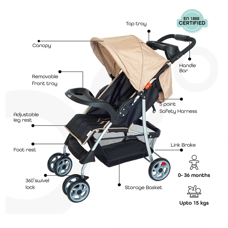 Moon Trek One Fold Stroller (Beige)