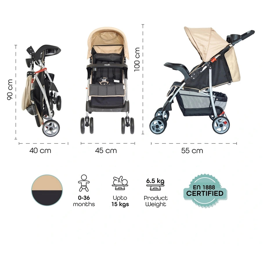 Moon Trek One Fold Stroller (Beige)