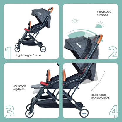 Moon Ritzi Travel Cabin Stroller (Black-Red)