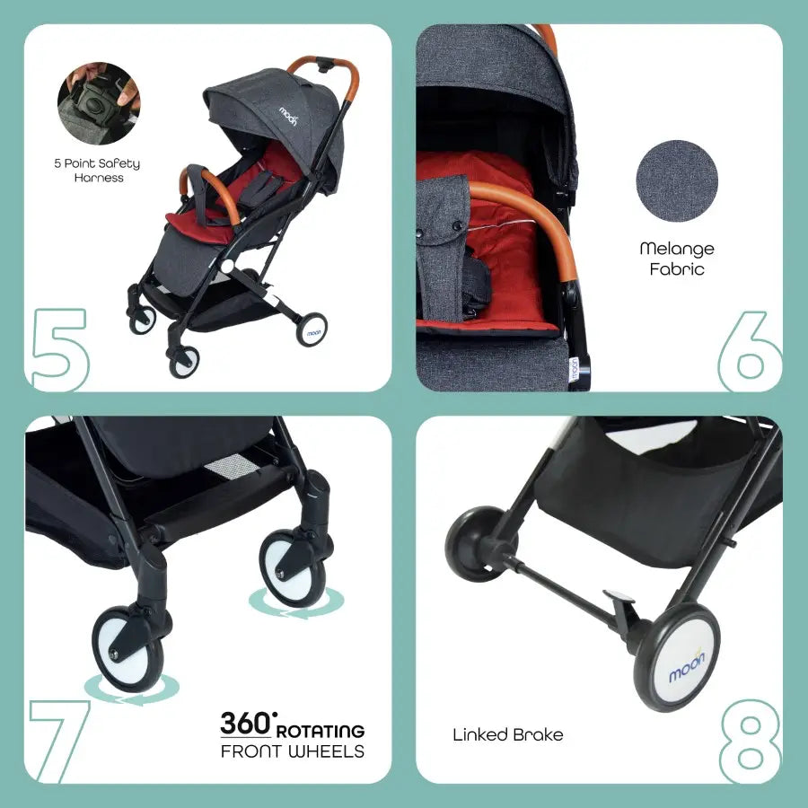 Moon Ritzi Travel Cabin Stroller (Black-Red)