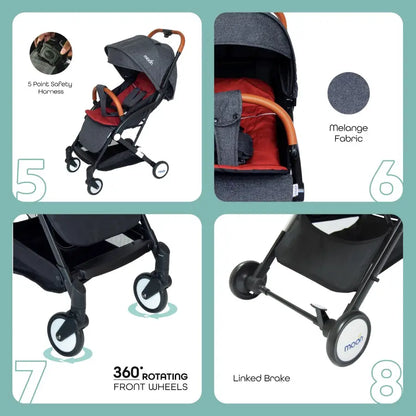 Moon Ritzi Travel Cabin Stroller (Black-Red)