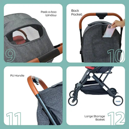 Moon Ritzi Travel Cabin Stroller (Black-Red)