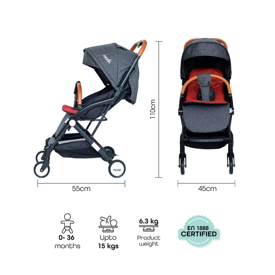 Moon Ritzi Travel Cabin Stroller (Black-Red)