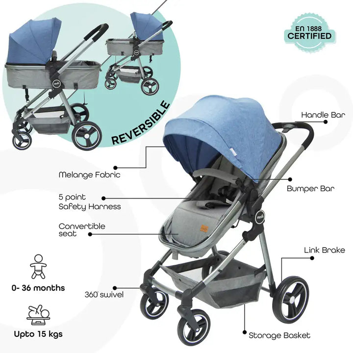 Moon Pro 2 in 1 Stroller (Blue)