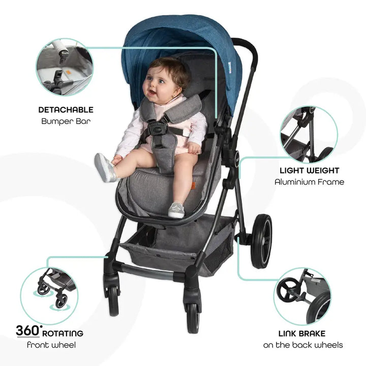 Moon Pro 2 in 1 Stroller (Blue)