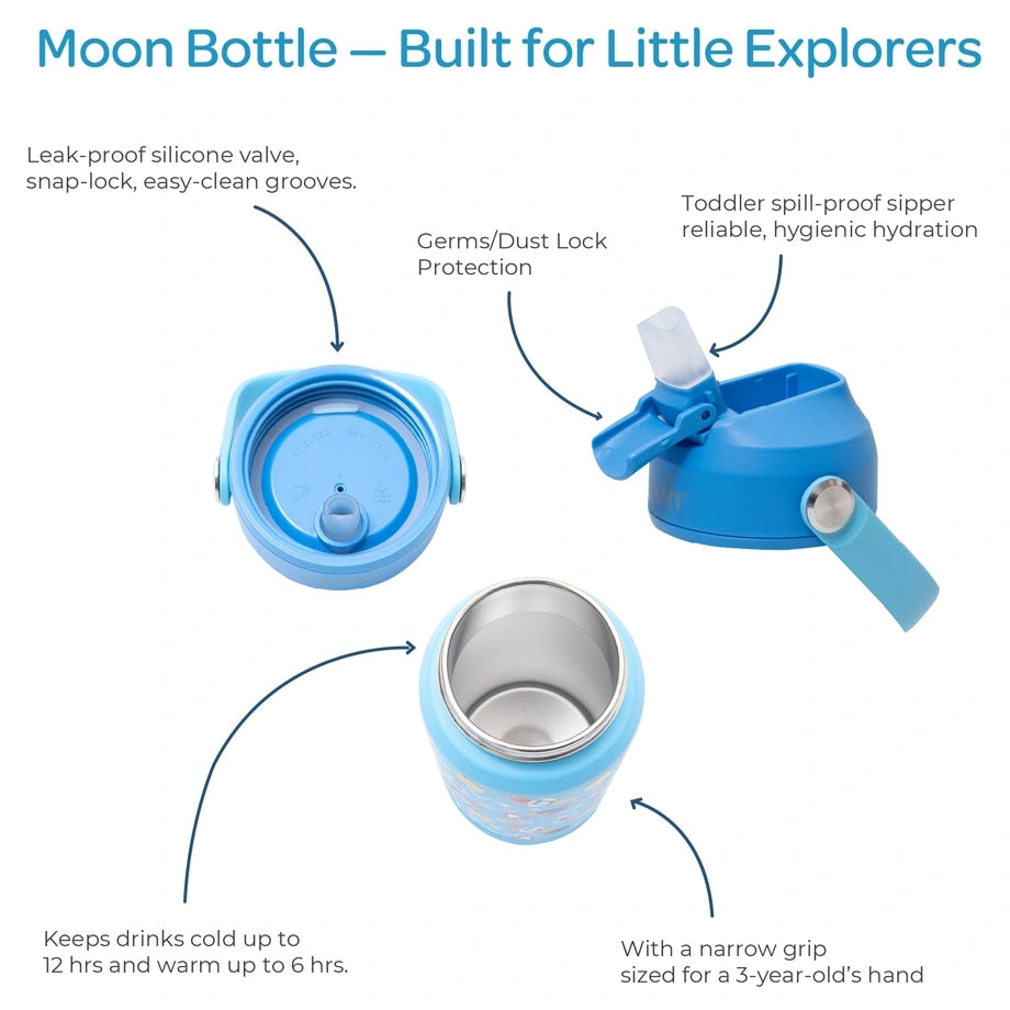 Moon Kids Insulated Water Bottle (Space Adventure)