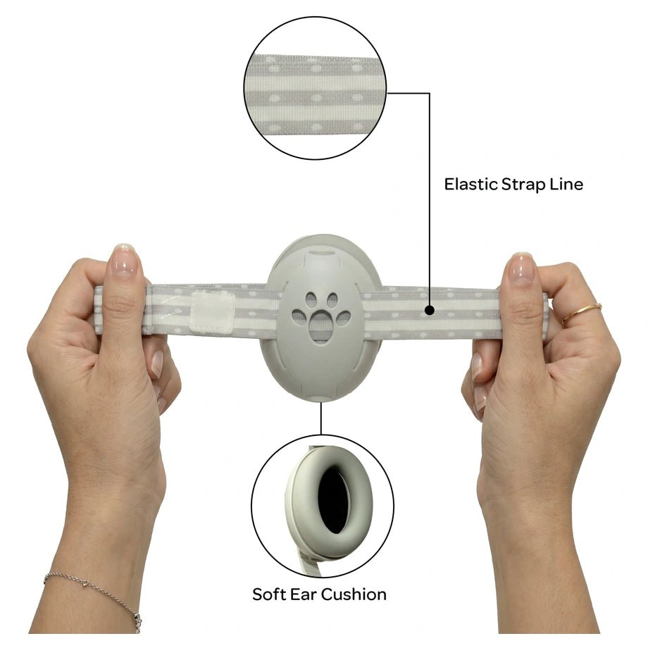 Moon Noise Cancelling Convertible Ear Muffs for Newborns & Toddlers 0-36 Months (Grey)