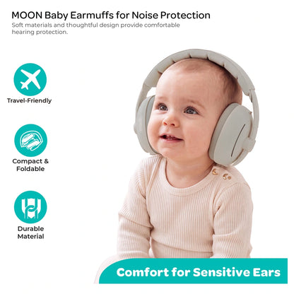 Moon Noise Cancelling Convertible Ear Muffs for Newborns & Toddlers 0-36 Months (Grey)