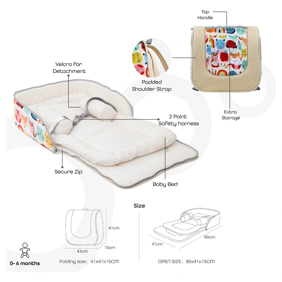 Moon Travalo Travel Baby Bed & Backpack Animal