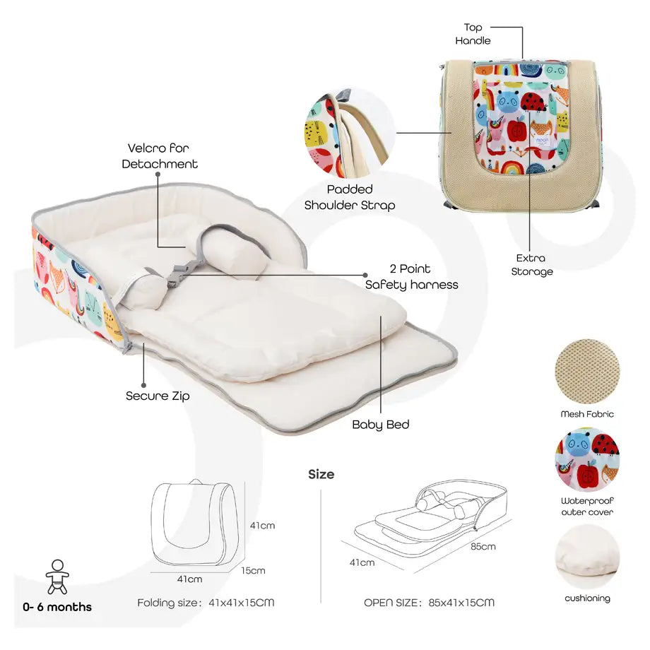 Moon Travalo Travel Baby Bed & Backpack Animal