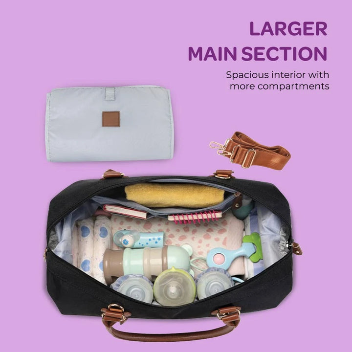 Moon Moms Travel Diaper Bag with 2 Pouches (Black)