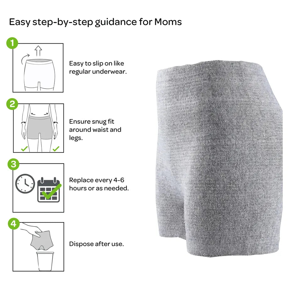 Moon Disposable Postpartum Underwear Soft Stretchable Pack of 8 (Grey)