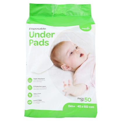 Moon Disposable Underpads Super Absorbent Leak Proof 45 x 60cm (Pack of 50)