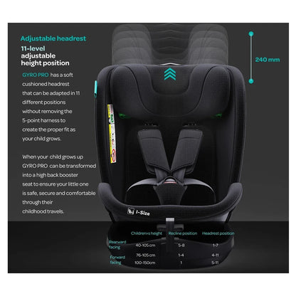Moon Gyro Pro i-Size 360° Rotating Car Seat ISOFIX (Black)