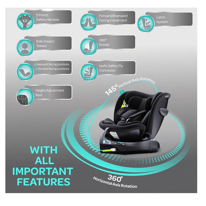Moon Gyro Pro i-Size 360° Rotating Car Seat ISOFIX (Black)
