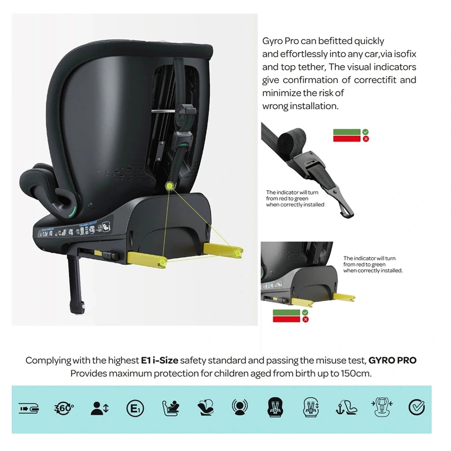 Moon Gyro Pro i-Size 360° Rotating Car Seat ISOFIX (Black)