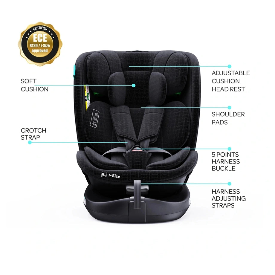Moon Gyro Pro i-Size 360° Rotating Car Seat ISOFIX (Black)